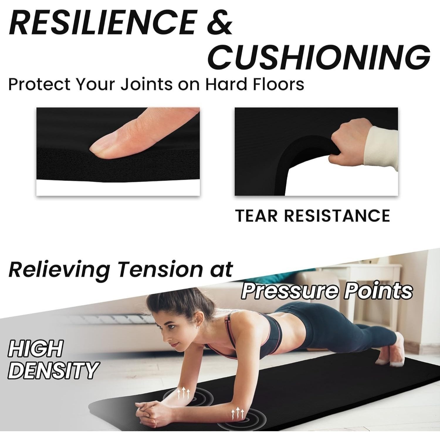 BalanceFrom 1" (25 mm) Extra Thick Yoga Mat - 71 in x 24 in (180 x 61 cm) High-Density Non-Slip Pilates & Exercise Mat with Carry Strap