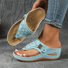 Women's Wedge Flip Flops with Arch Support - Breathable Outdoor Sandals, Soft PU Sole