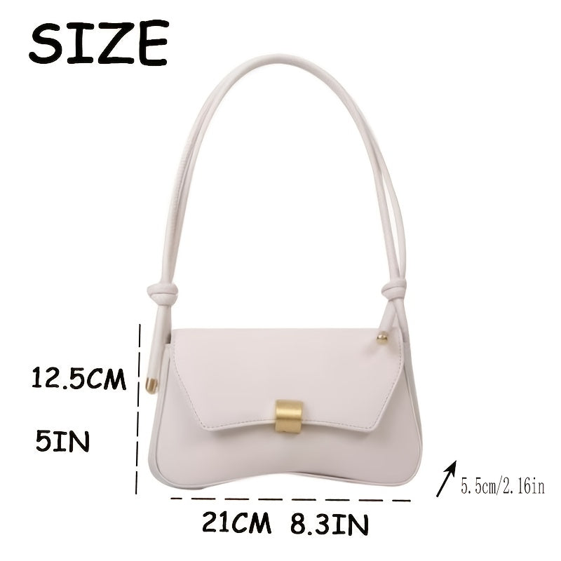 Women's Faux Leather Baguette Handbag – Retro Underarm Shoulder & Messenger Bag with Buckle Closure, Versatile Day-to-Night Purse