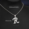 Silvery Alphabet Pendant Necklace (A-D) with Sparkling Stones - Stainless Steel Initial Necklace, Personalized Gift
