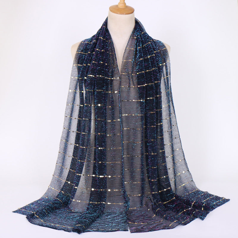 Women's Solid Color Metallic Scarf - Lightweight Breathable Shawl Wrap