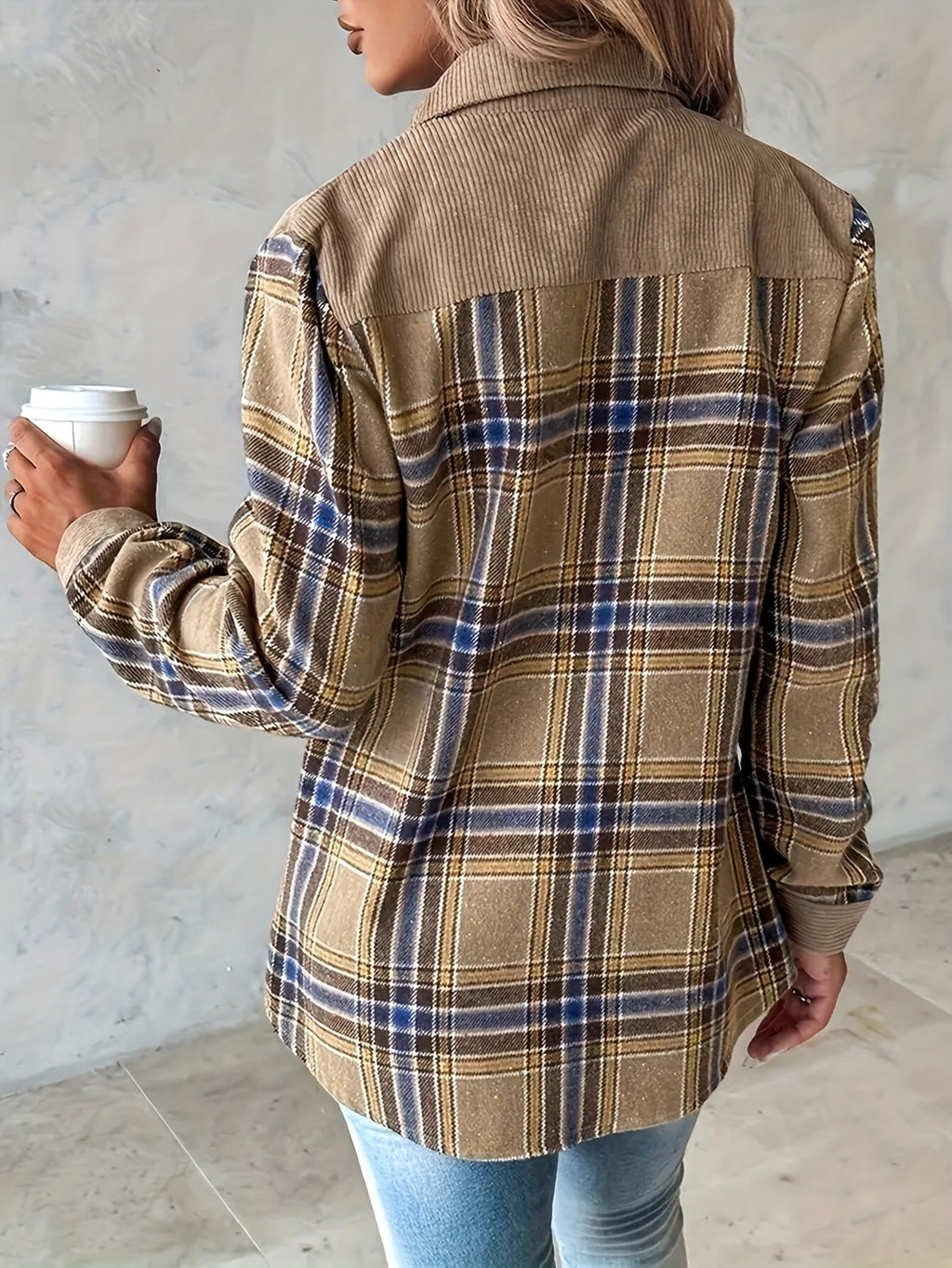 Women's Pink & Black Plaid Long Sleeve Button Shirt - Square Neck, 100% Polyester, Machine Washable