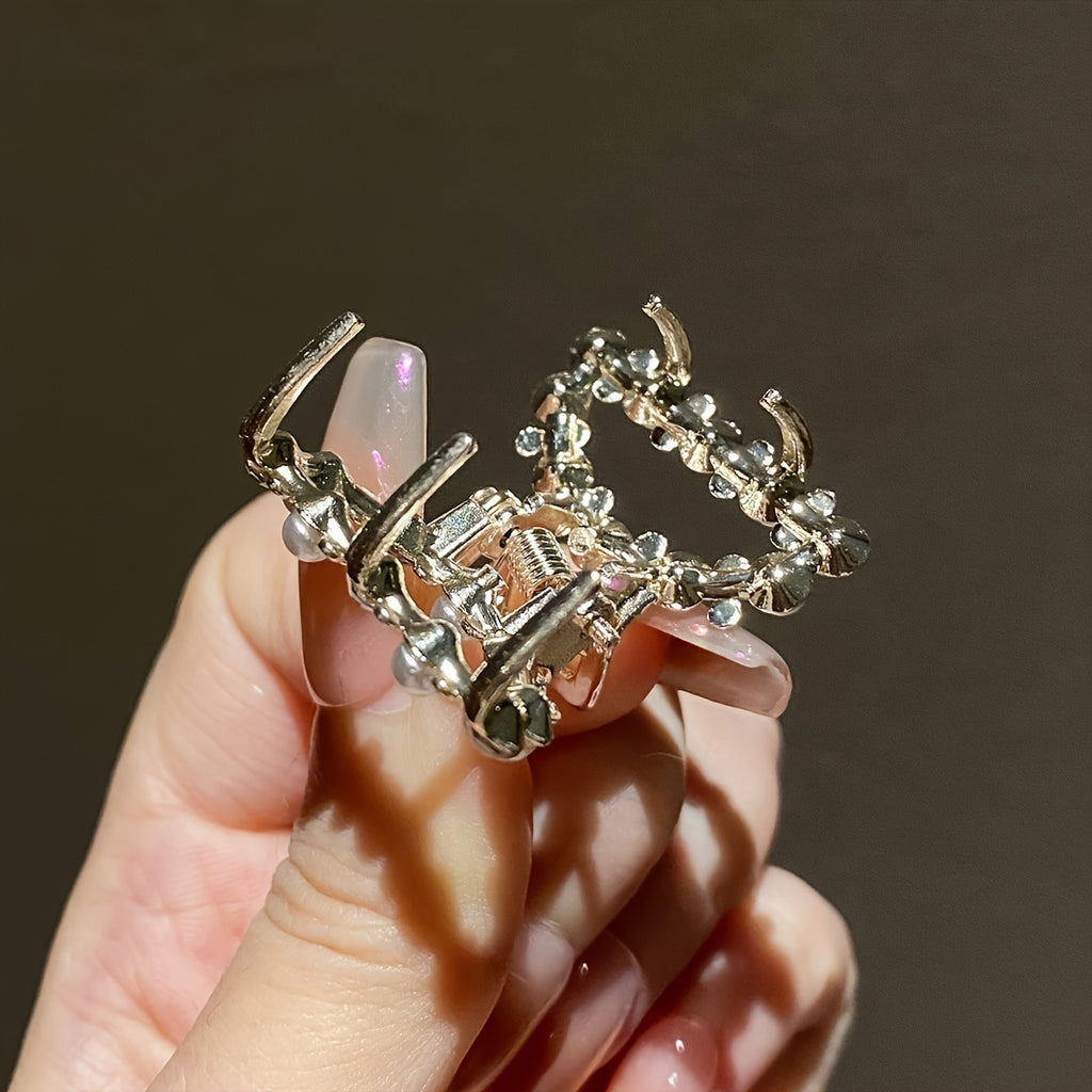 10-Pack Small Rhinestone Mini Hair Clips - Alloy Bow Hair Grippers for Bangs, Korean Princess Style