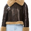 Women's Faux Leather Biker Jacket with Faux Fur Lining – Warm Winter Coat