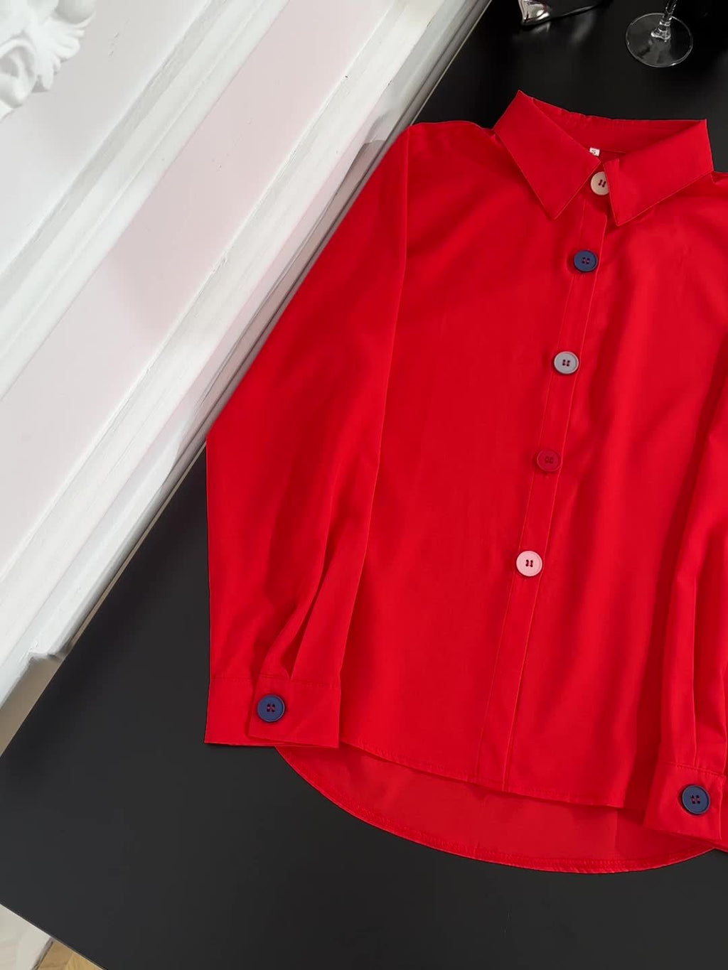 Women's Elegant Button-Front Blouse - Lapel Collar, Machine Washable All-Season Office & Casual Shirt - Green