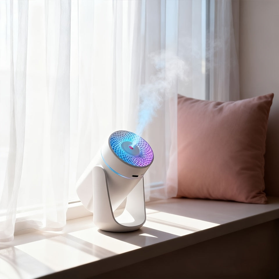 High-Capacity USB Mist Humidifier with LED Color Breathing Light & Essential Oil Diffuser — Desktop Aromatherapy for Office, Bedroom & Living Room