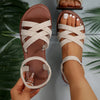 Women's Crisscross Strap Flat Sandals – Lightweight Open Toe Ankle Strap Summer Shoes