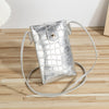 Crocodile-Embossed Shoulder Bag for Women with Metallic Phone Clutch & Coin Purse Set