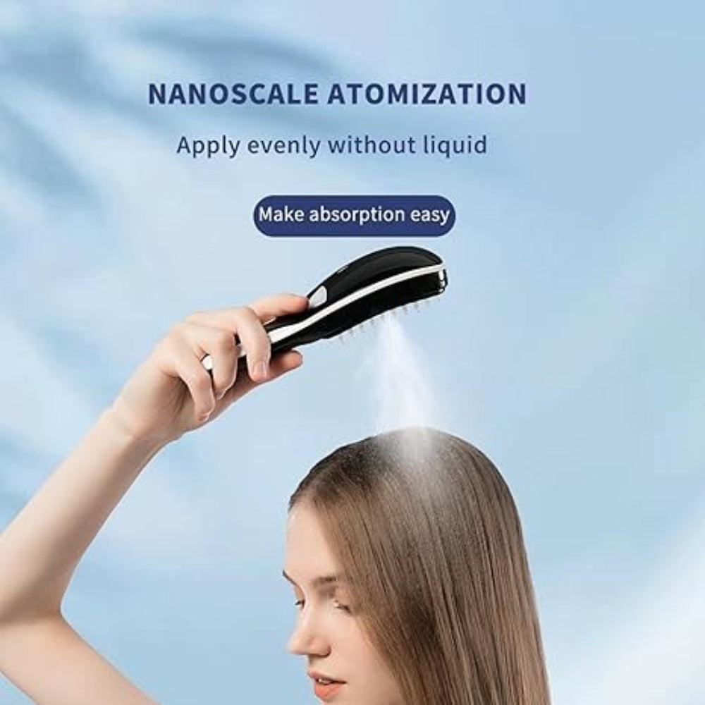 Electric Scalp Massager Comb with Negative Ion Spray & Hydration - Portable Rechargeable Scalp Brush for Dandruff Relief, Salon-Quality Massage for Women & Girls (Black/Red)