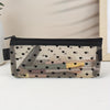 Heart Mesh Cosmetic Bag – Clear Travel Makeup Brush Organizer & Lipstick Pouch