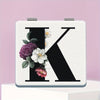 Alphabet Folding Handheld Makeup Mirror for Women & Girls - Floral & Heart Cutout Portable Vanity Mirror A-Z