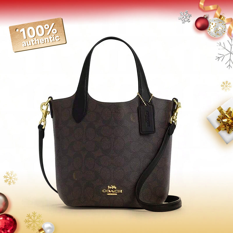 Coach Hanna Signature Canvas Bucket Bag - Women's Crossbody Handbag, Casual Purse & Gift