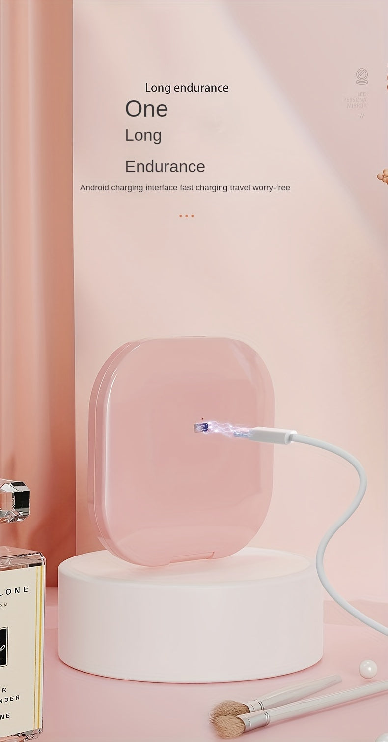 Foldable LED Travel Makeup Mirror - Double-Sided 1X/2X/3X Magnification, Adjustable Brightness, Rechargeable USB Pocket Mirror