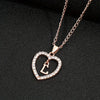 Alphabet Heart Pendant Rhinestone Necklace