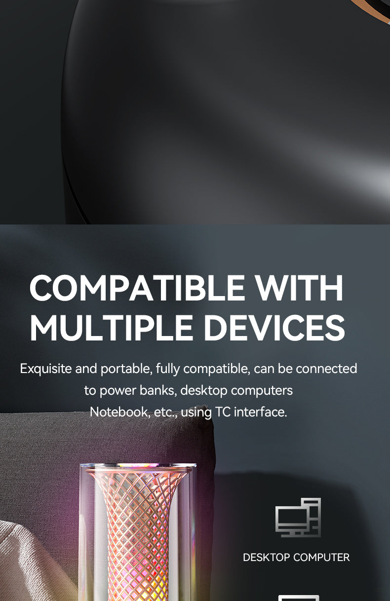 USB Desktop Humidifier & Aromatherapy Diffuser with Timer and Colorful Ambient LED Light for Home & Office