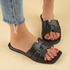 Women's Black EVA Slip-On Mules – Open-Toe Flat Sandals with Back Strap for Summer Beach & Casual Wear
