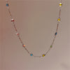 Square Rhinestone Choker Necklace for Women — Multicolor Gemstone Zinc Alloy Choker for Daily & Party Wear