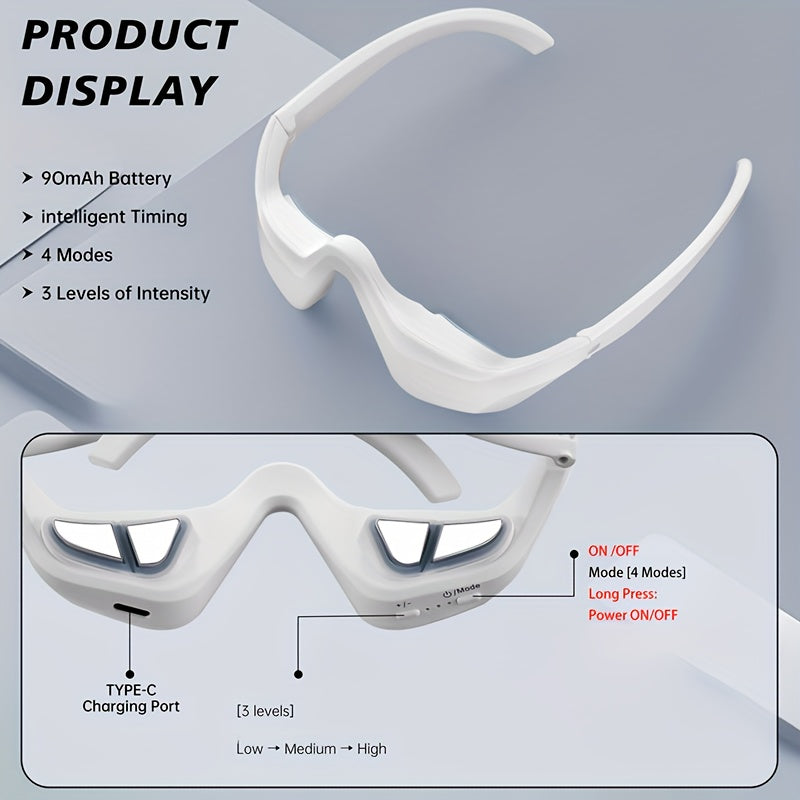 Aogled 3D Eye Massager USB Rechargeable – 4 Modes, 3 Intensity Levels | Relaxation & Beauty Eye Care Gift for Women