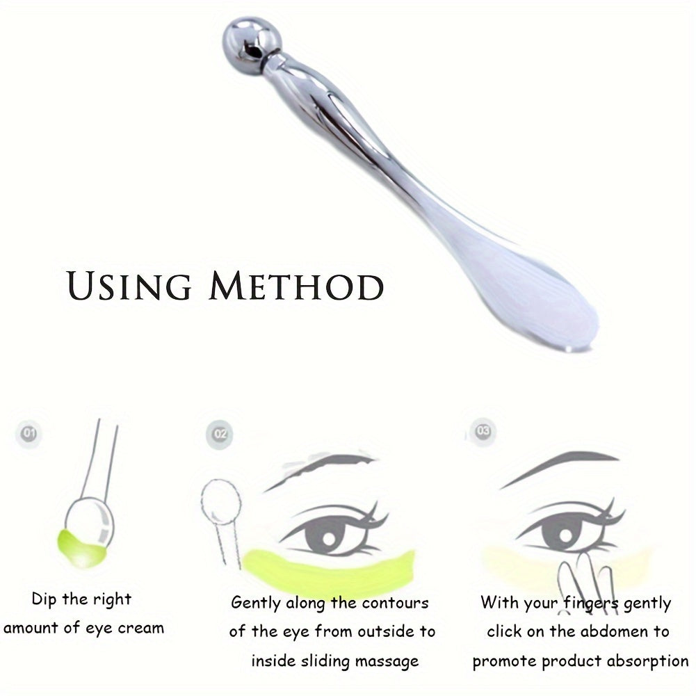 2-Pack Metal Eye Cream Applicator & Facial Roller Massage Wand - Reduce Puffiness, Eye Massage Tool