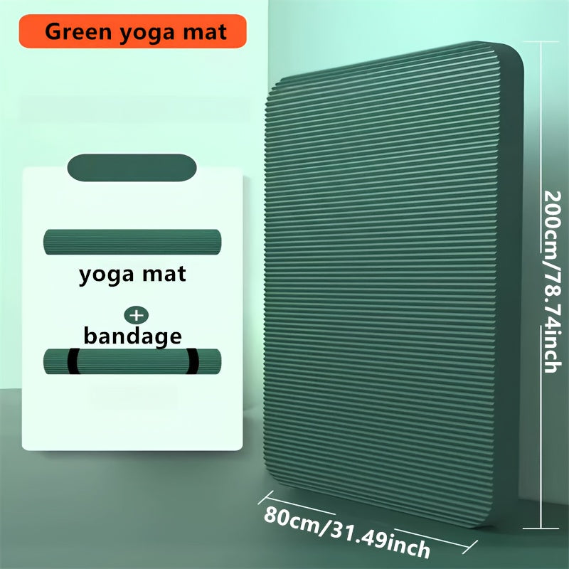High-Density 15mm Thick Tear-Resistant Yoga Mat with Carry Straps & Mesh Pocket - Non-Slip Pilates Exercise Mat (Green/Black)