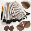 10-Piece Champagne Makeup Brush Set - Oval Foundation & Face Brushes