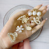 6-Pack Women's Metal Hair Claw Clips with Faux Pearls & Rhinestones, Elegant Boho Set