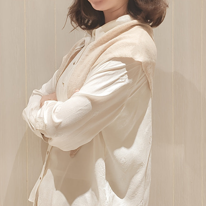 Women's Luxury 100% Wool Triangle Shawl Scarf - Brown Elegant Knit Neck Wrap, Headband & Face Cover for Winter, Office & Party