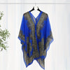 Women's Turquoise Jacquard Scarf Shawl – Large Square Lightweight Breathable Beach Cover-Up & Multiway Long Wrap Poncho