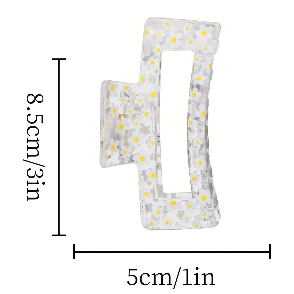 Transparent Lemon Flower Hair Claw Clip – Cute Minimalist Plastic Hair Clip for Women