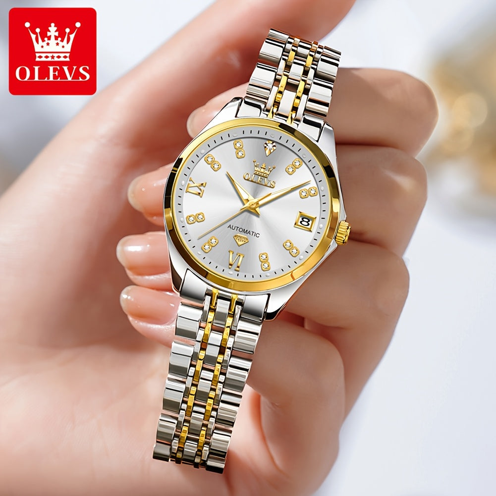 OLEVS Stainless Steel Automatic Mechanical Women's Watch Luminous Classic Luxury Wristwatch