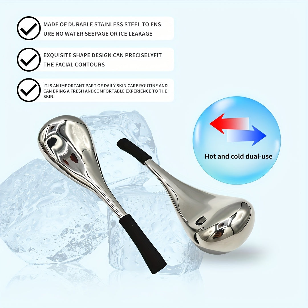 Stainless Steel Facial Ice Globe — Odorless Reusable Face & Eye Massager, Battery-Free