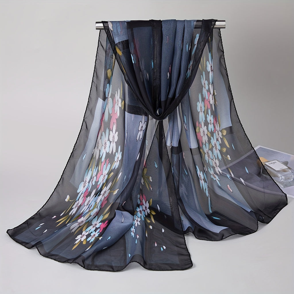 Boho Chiffon Scarf - Lightweight Breathable Long Shawl Wrap for Women, Sun Protection Beach Headscarf & Travel Cover-Up