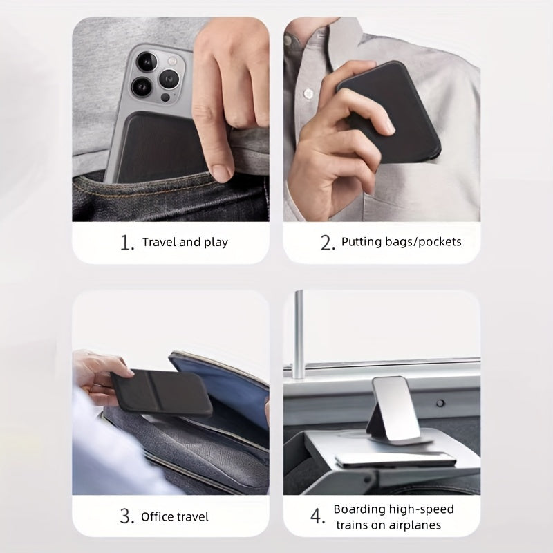 Compact Foldable Travel Makeup Mirror - Glass Surface Leather Frame Portable Mini Desk Mirror No Battery