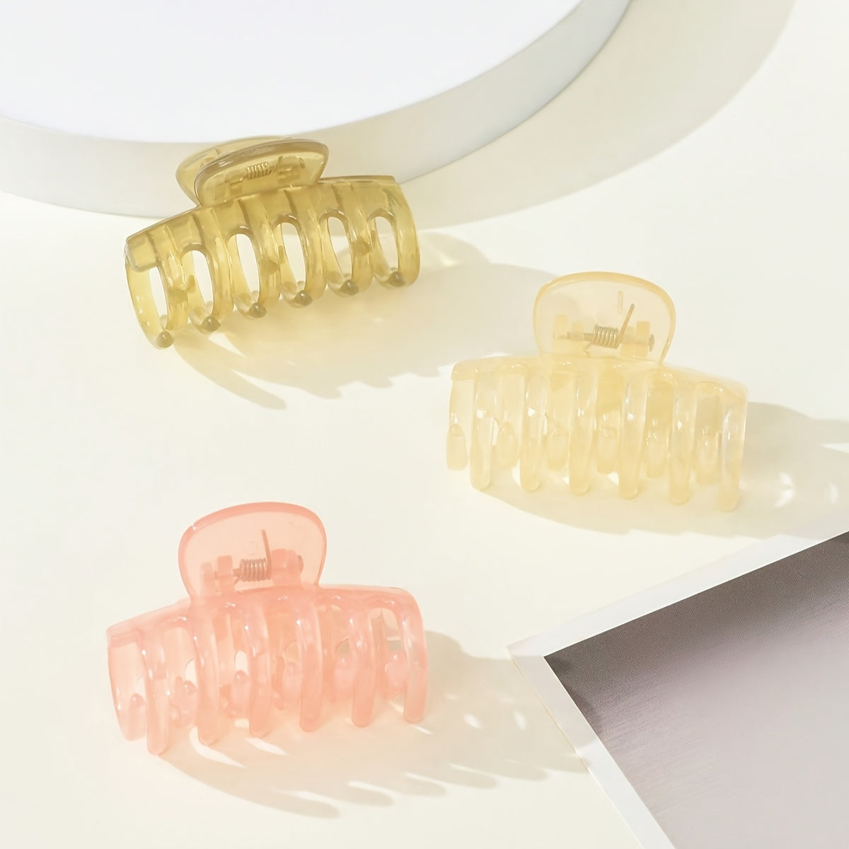 3-Pack Matte Shark Hair Claw Clips Solid Color Elegant Hair Clips for Women