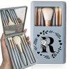 Portable Professional Makeup Brush Set with Mirror, Soft Fluffy Travel Brushes and 26-Letter Initial Garland Gift