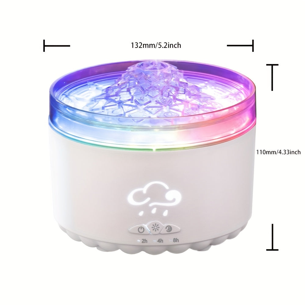 Volcano-Shaped Aromatherapy Diffuser — Colorful LED Jellyfish Design, 300 mL/h Mist, Remote & USB-Powered for Bedroom Office Living Room