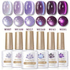 6-Pack (6 x 10ml) Purple Cat Eye Magnetic Gel Nail Polish Set - Ultra-Bright Long-Lasting UV/LED Soak-Off Nail Art