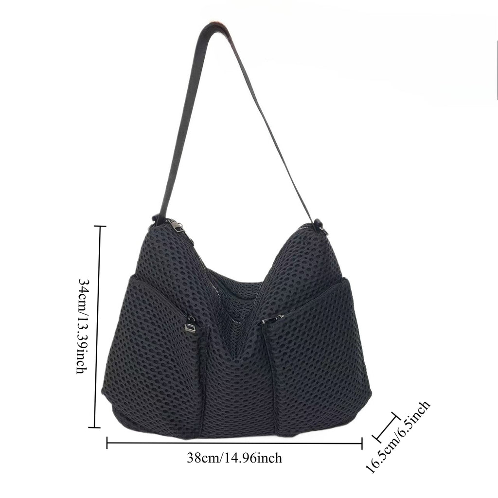 Y2K Retro Bucket Handbag for Women, Patchwork Street Fashion Front-Pocket Shoulder Bag, Large Capacity, Removable Strap