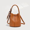 Women's Woven Bucket Bag – Large Capacity Shoulder & Crossbody Handbag with Adjustable Detachable Strap, Polyester-Lined, Multiple Colors