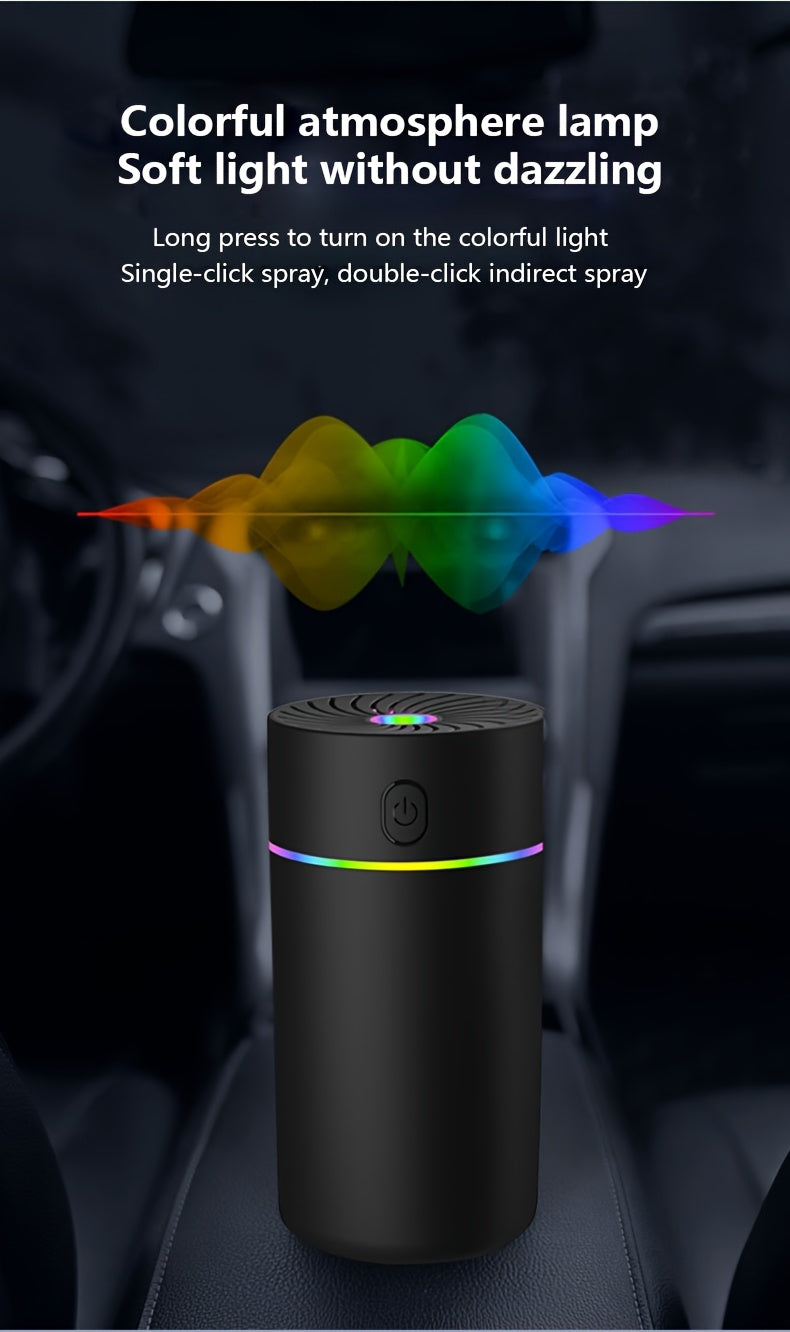 USB Mini Car Air Freshener & Humidifier, Essential Oil Aroma Diffuser with 7-Color LED for Cars, Home, Office, Travel (No Battery)