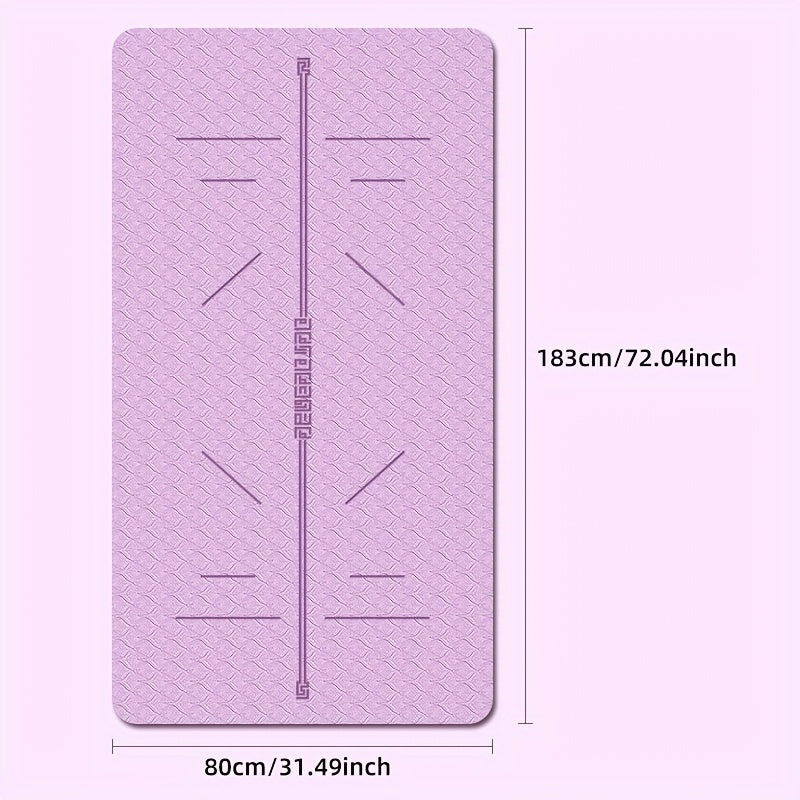 31 in (79 cm) TPE Yoga Mat with Alignment Guide - Anti-Slip Durable Mat for Yoga, Pilates & Home Workouts