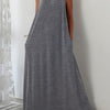 Women's Plus Size Sleeveless Maxi Dress - Elegant A-Line Solid Color, Medium Stretch for Spring & Summer
