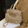 Plush Faux Fur Shoulder Bag for Women – Soft Polyester, Detachable Strap, Compact Phone & Coin Purse, 6 Colors for Parties & Weddings