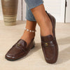 Women's Penny Loafers Round Toe Slip-On Shoes, All-Season PU Upper and Sole, Fabric Lining