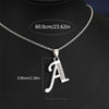 Silvery Alphabet Pendant Necklace (A-D) with Sparkling Stones - Stainless Steel Initial Necklace, Personalized Gift