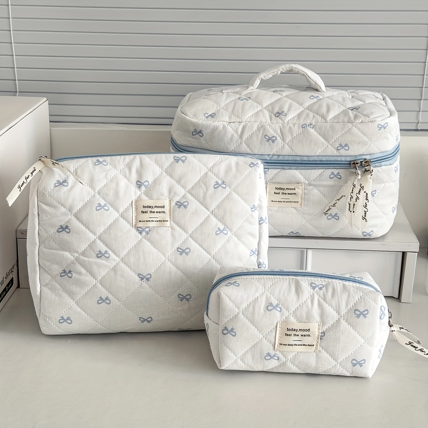 3-Piece Pink Sweet Bow Makeup Bag Set - Large Capacity Travel Cosmetic Organizer Toiletry Pouches