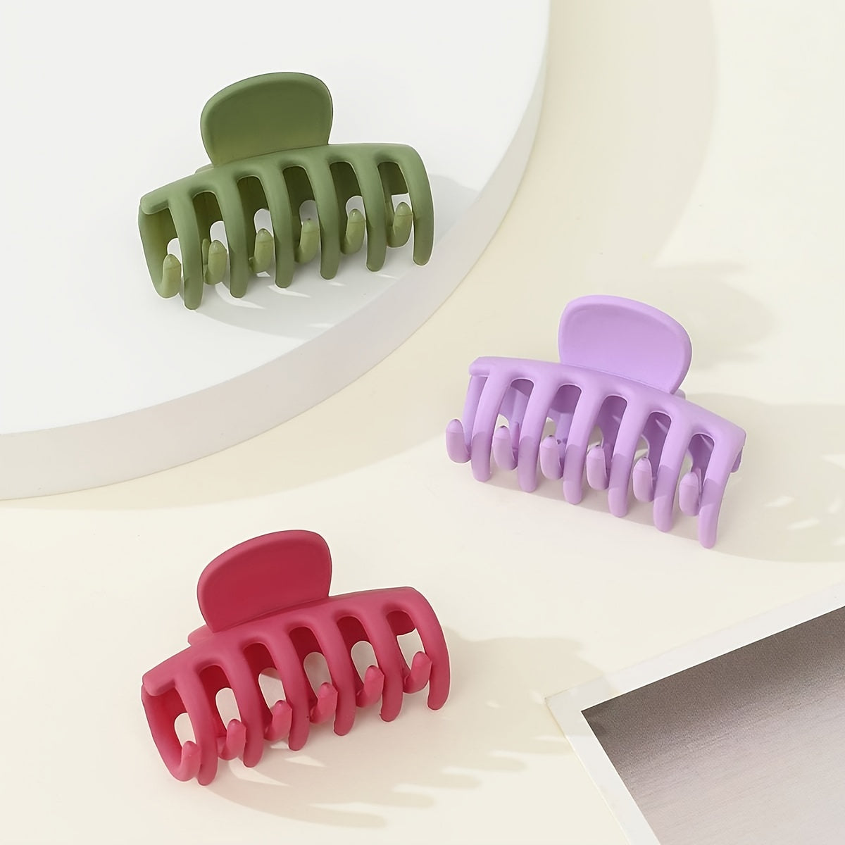 3-Pack Matte Shark Hair Claw Clips Solid Color Elegant Hair Clips for Women