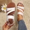 Women's Casual Flat Sandals - Brown Open Toe TPR Sole Comfortable Beach & Home Slides