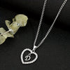 Vintage Silvery Alphabet Heart Pendant Necklace with Rhinestone Accents, Zinc Alloy Everyday Jewelry