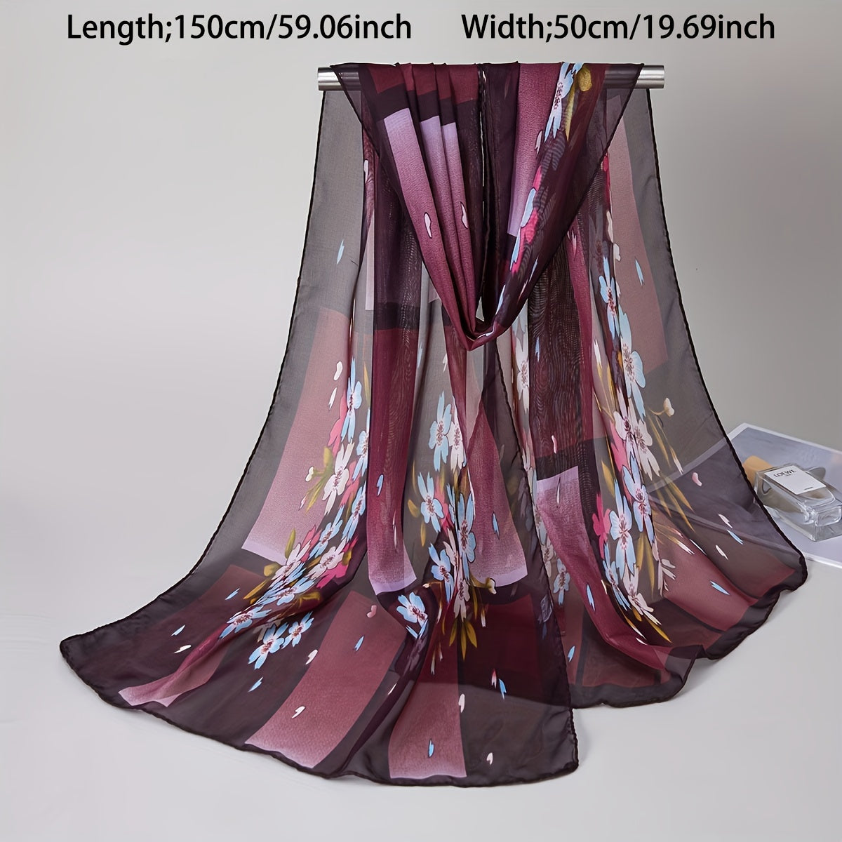 Boho Chiffon Scarf - Lightweight Breathable Long Shawl Wrap for Women, Sun Protection Beach Headscarf & Travel Cover-Up